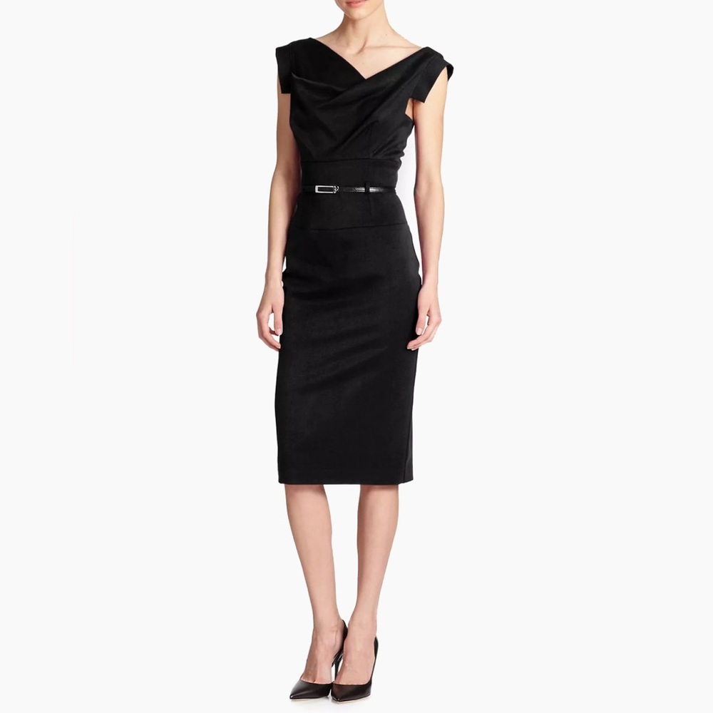 Black Halo Jackie O Belted Dress Size 4